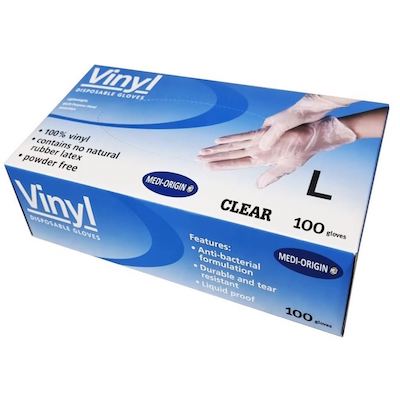 Medi-Origin Vinyl Disposable Gloves Large Powder Free