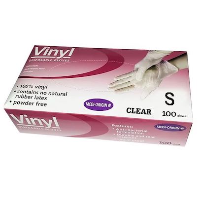 Medi-Origin Vinyl Disposable Gloves Small 100pk Powder Free