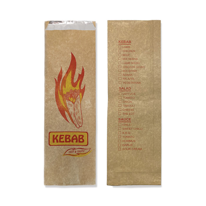 Printed brown Foil Kebab Bag 250pc/pk